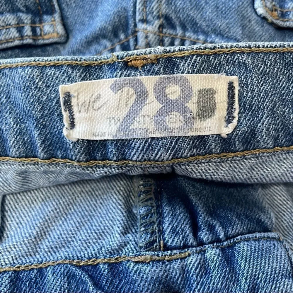We the Free Hallie Washed Denim Distressed Skirt Size 28